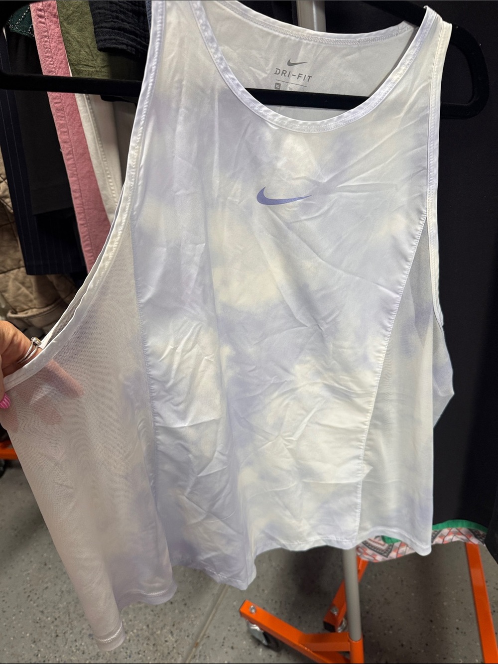 Nike White Dri-FIT Tank Top with Light Purple Swoosh